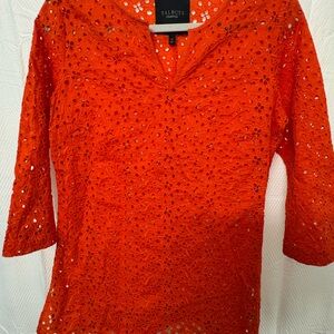 Talbots Vibrant Orange Eyelet Blouse